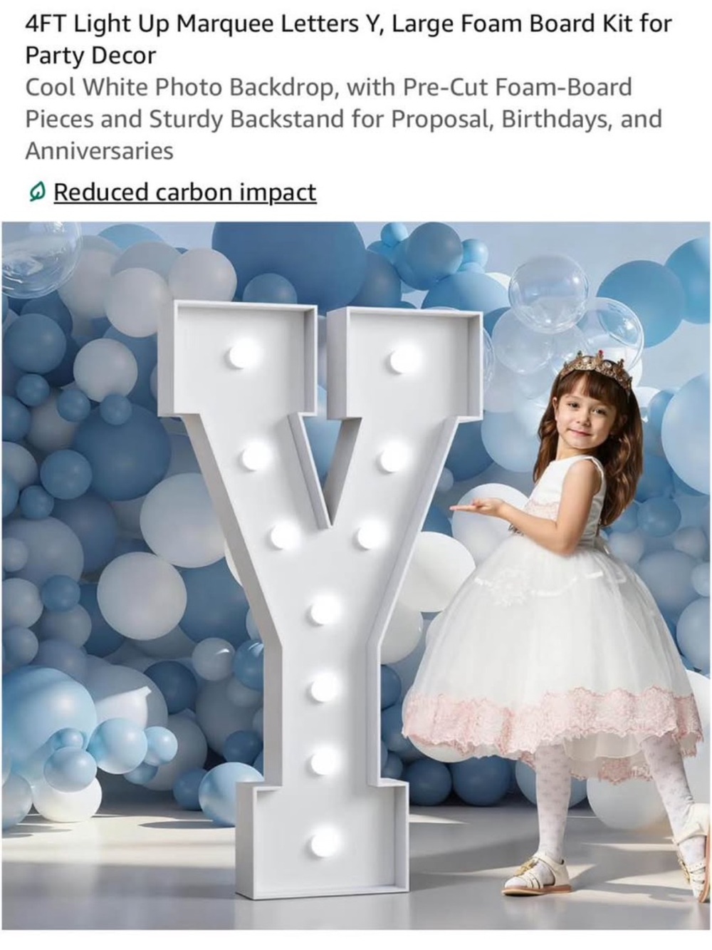 Large Light-Up Letter Y Marquee - White - 4ft